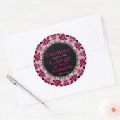 Creativiteit Moed Custom Quote Roze Zwart Mandala Ronde Sticker (Envelop)