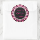 Creativiteit Moed Custom Quote Roze Zwart Mandala Ronde Sticker (Tas)