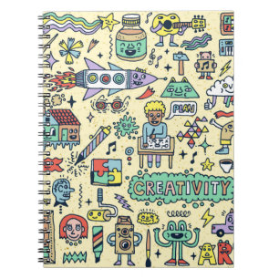 Creativiteitsactiviteiten Funny Doodle Cartoon set Notitieboek