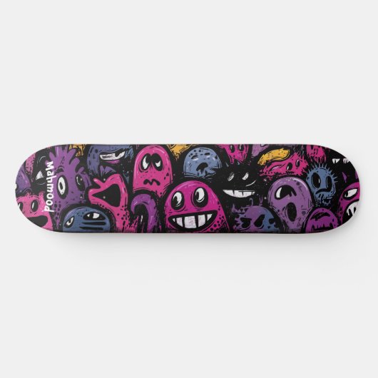 Creature crowd dark cartoonish street art skateboard (Horizontaal)