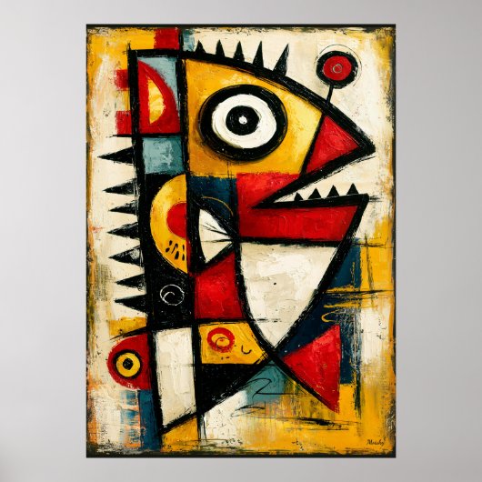 Créature Cubiste Primitive Art Mural Abstrait Auda (Devant)