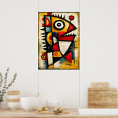 Créature Cubiste Primitive Art Mural Abstrait Auda (Cuisine)