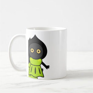 Créature noire mignonne en robe verte Mug à café