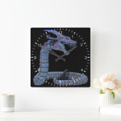 Creature Snake Blue Vierkante Klok (Huis)