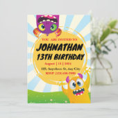 Créatures amusantes Invitation d'anniversaire (Debout devant)