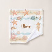 Créatures marines bébé à l'aquarelle fantaisiste (Gant de toilette)