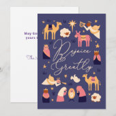 Crèche de Noël mignonne sur carte plate (Devant / Derrière)