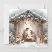 Crèche rustique avec fleurs hivernales Carte (Devant)