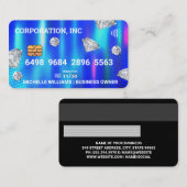 Crédit | Carte de débit | Métal bleu | Diamants (Devant / Derrière)