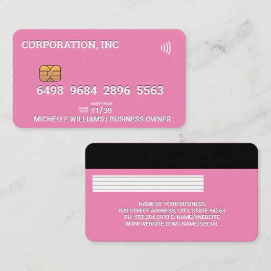 Crédit | Carte de débit | Rose (Devant / Derrière)