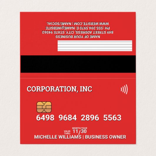 Crédit | Carte de débit | Rouge (Extérieur déplié)