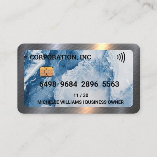 Credit | Debit Card | Blue Marble Metal Visitekaartje (Voorkant)