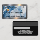 Credit | Debit Card | Blue Marble Metal Visitekaartje (Voorkant / Achterkant)