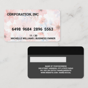 Credit Debit Card Elegante Roze Bloemen Visitekaartje