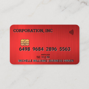 Credit Debit Card Rood Metallic Geborsteld Visitekaartje