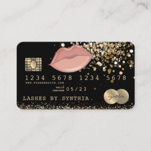 Credit Debit Kaart Glitter Gold Lips Visitekaartje