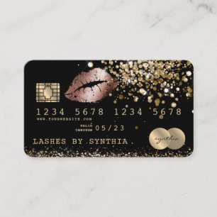 Credit Debit Kaart Glitter Gold Lips Visitekaartje