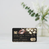 Credit Debit Kaart Styled Glitter Gold lips diaman Visitekaartje (Staand voorkant)