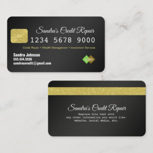 Credit Kaart Black en Gold Glitter Visitekaartje