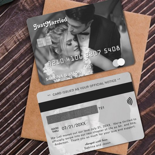 Credit Kaart net getrouwd bruiloft aankondiging