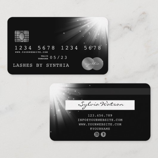 Credit Kaart stijl Zilver Visitekaartje (Voorkant / Achterkant)