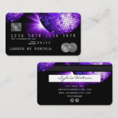 Credit Kaart Style Paarse Violet Disco Ball 70s Visitekaartje (Voorkant / Achterkant)