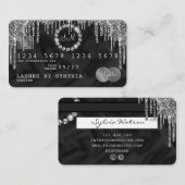 Credit Kaart Style Silver Diamond monogram Visitekaartje (Voorkant / Achterkant)