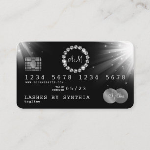 Credit Kaart Style Silver Diamond monogram Visitekaartje