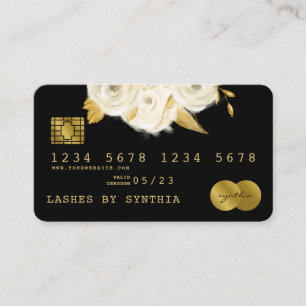 Credit Kaart Styled Black Floral Gold Visitekaartje