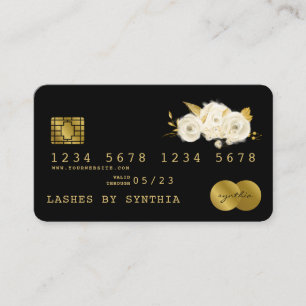 Credit Kaart Styled Black Floral Gold Visitekaartje