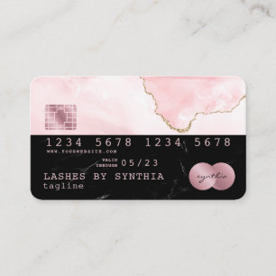 Credit Kaart Styled Black Marble blush roze agaat Visitekaartje