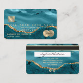 Credit Kaart Styled Blauwgroen Agaat toevoegen log Visitekaartje (Voorkant / Achterkant)
