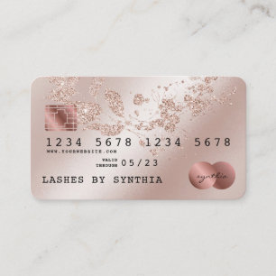 Credit Kaart Styled Roos Gold Glittering Floral Visitekaartje