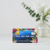 Creditcard | Blauw Abstract | Exotische Bloemen Visitekaartje (Staand voorkant)