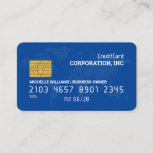 Creditcard   Blauw   Kaart van de wereld Visitekaartje