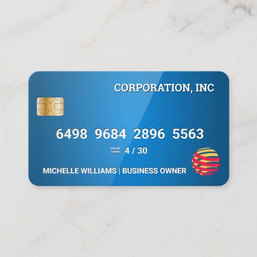 Creditcard | Glossy Blue Visitekaartje (Voorkant)