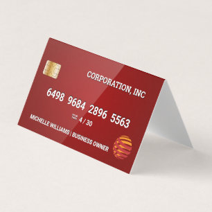 Creditcard   Glossy Red Visitekaartjes
