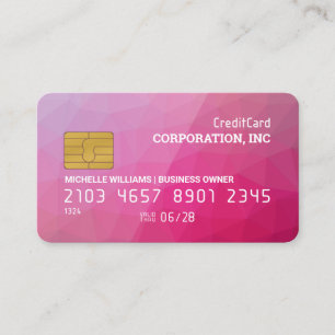 Creditcard   Magenta Geometrische achtergrond Visitekaartje