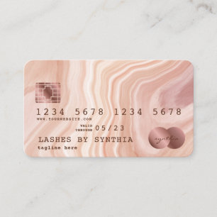 Creditcard Modern Dusty Pink Marble Makeup Artist Visitekaartje