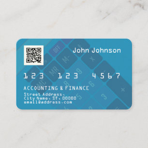 Creditcard of bankpas bekijken calculator blauw visitekaartje