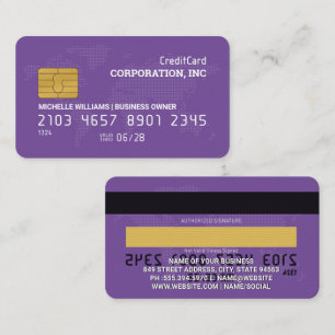 Creditcard Paars Wereldkaart Visitekaartje