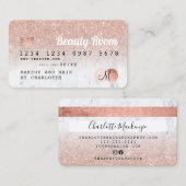 Creditcard roos goud glitter marmer monogram visitekaartje (Voorkant / Achterkant)