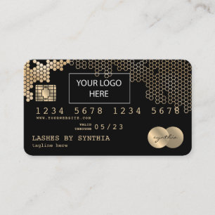 Creditcard Stiften gouden honingraat feminine logo Visitekaartje