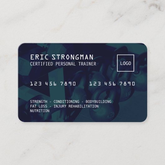 Creditcard stijl ontwerp fitnessruimte visitekaartje (Voorkant)