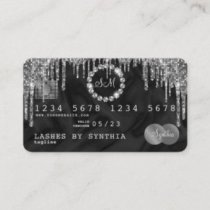 Creditcard Style Silver Diamond monogram Visitekaartje