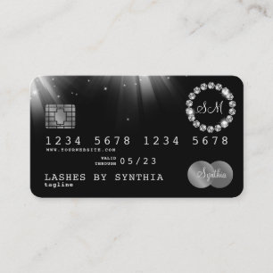 Creditcard Style Silver Diamond monogram Visitekaartje