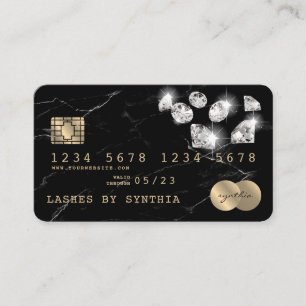 Creditcard styling Black marmer Diamonds Visitekaartje