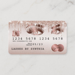 Creditcard styreen Roos Gold Long Lashes Visitekaartje