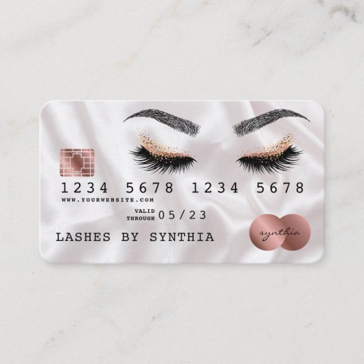 Creditcard styreen Roos Gold Long Lashes Visitekaartje (Voorkant)