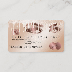 Creditcard styreen Roos Gold Long Lashes Visitekaartje